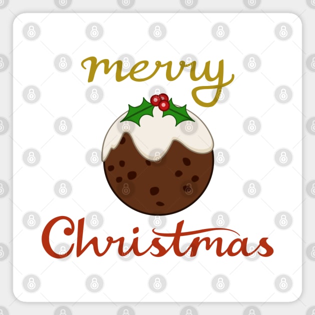 Merry Christmas+Pudding Illustration Magnet by NataliePaskell